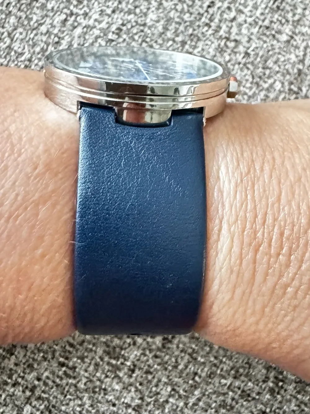 Tory Burch Reva Blue Geometric Dial Watch with Navy Strap